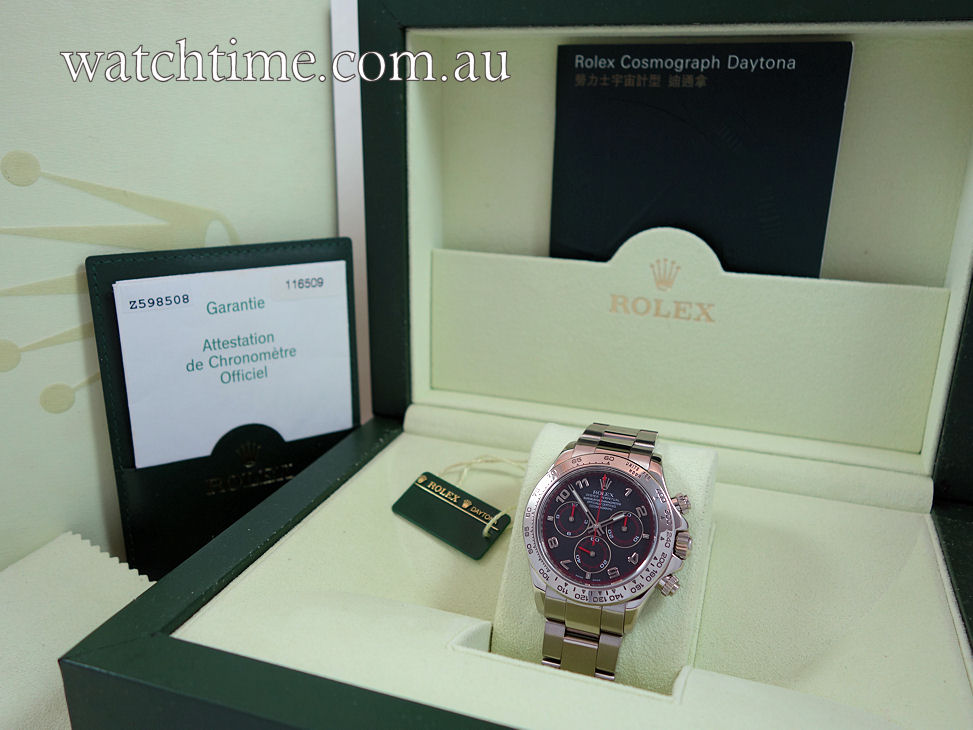 DSC02292 Rolex Daytona 18k White Gold, Black Racing dial 116509