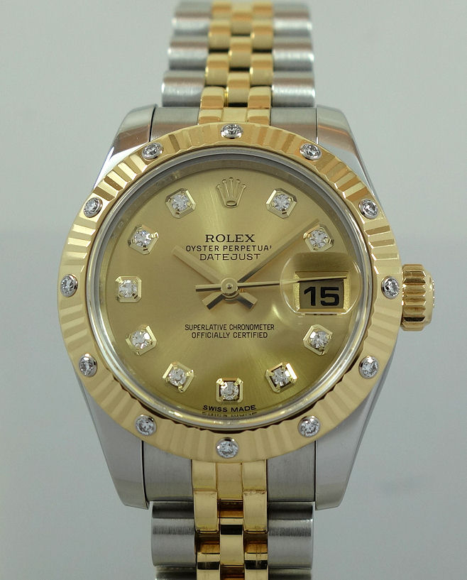 DSC02660 Rolex Lady Datejust 26mm Diamond dial & Diamond bezel 179313