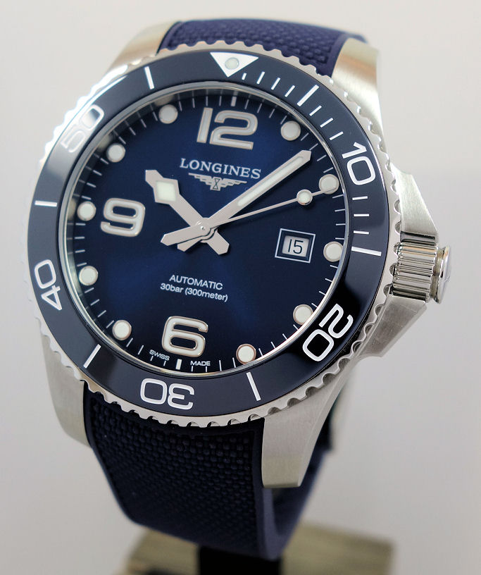 DSC02708 LONGINES HYDROCONQUEST 43mm Blue dial, Rubber Strap L3.782.4.96.9