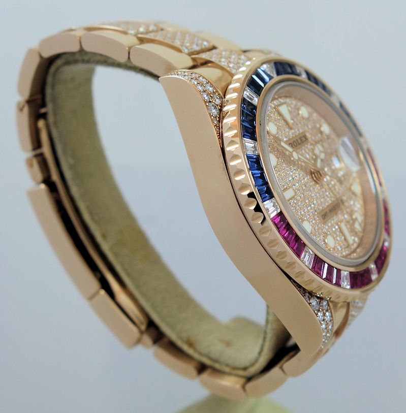 DSC03078 Rolex GMT-Master II 126755SARU Rose Gold Sapphire and Ruby Diamond Pave 2019 RETAIL $350,000