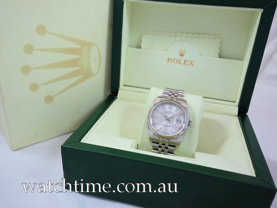 DSC03189 Rolex Datejust 36mm Silver dial White-Gold bezel 116234