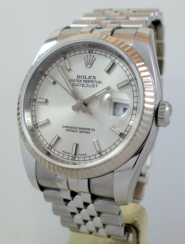 DSC03399 Rolex Datejust 36mm Silver dial White-Gold bezel 116234