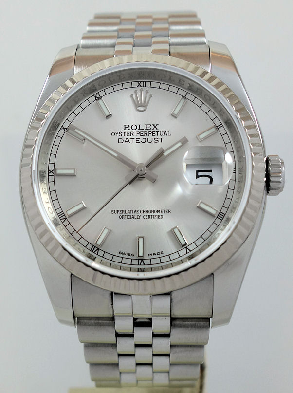 DSC03404 Rolex Datejust 36mm Silver dial White-Gold bezel 116234