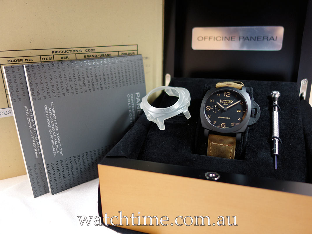 DSC04809 Panerai CERAMICA GMT 1950 3-DAYS PAM441 Box & Card