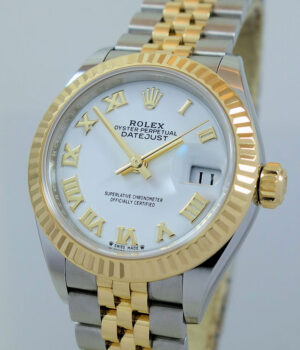 Rolex Lady-Datejust 279173 White Roman-dial 28mm Jubilee bracelet, Fluted bezel