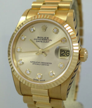 Rolex Datejust Midsize 31mm 18k Yellow-Gold 68278 Diamonds