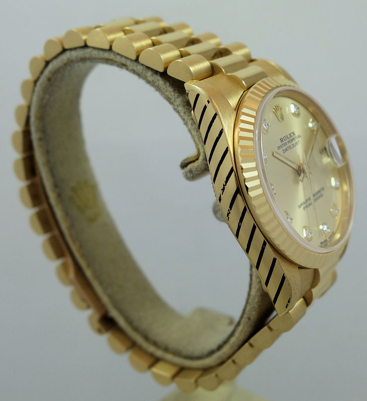 DSC03728 Rolex Datejust Midsize 31mm 18k Yellow-Gold 68278 Diamonds