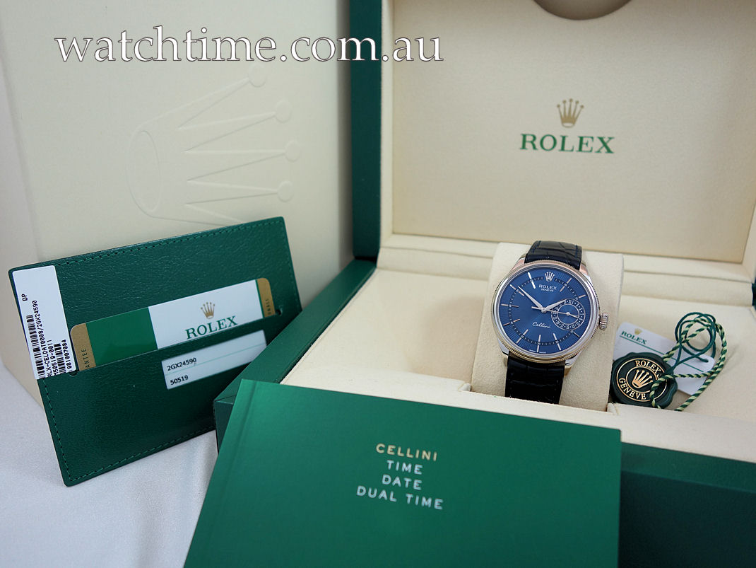 DSC03756 Rolex Cellini Date 18k White-Gold, Blue dial 50519 As New!!!
