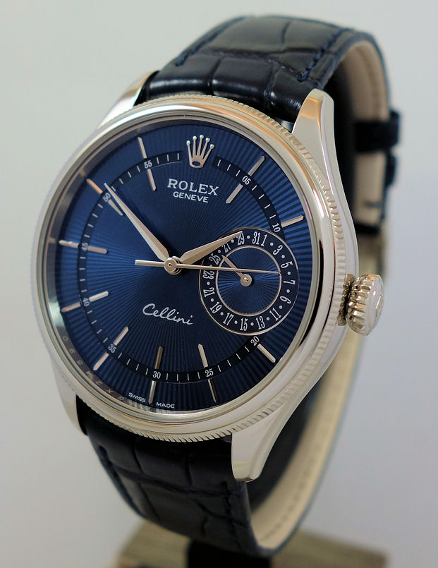DSC03757 Rolex Cellini Date 18k White-Gold, Blue dial 50519 As New!!!