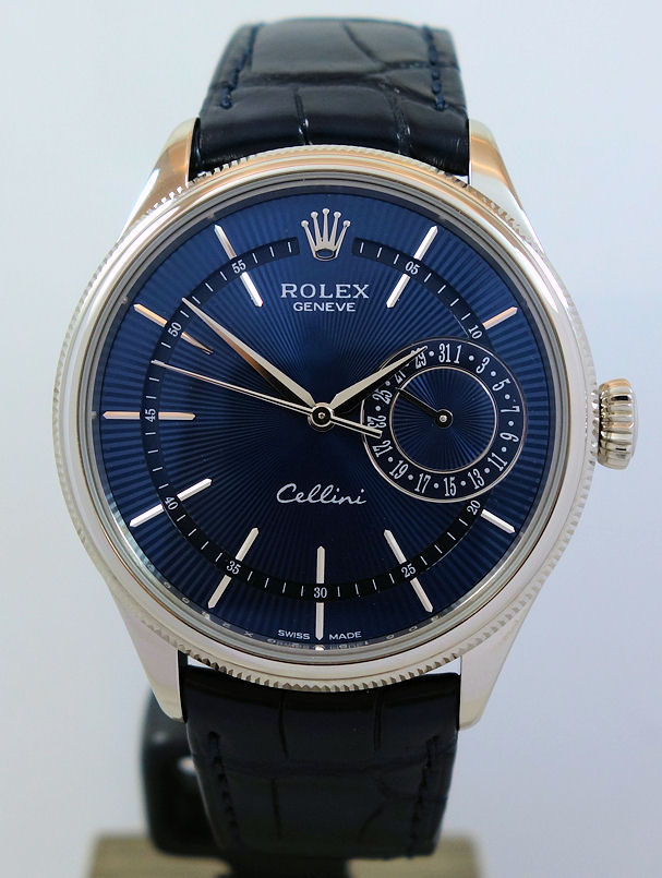 DSC03764 Rolex Cellini Date 18k White-Gold, Blue dial 50519 As New!!!