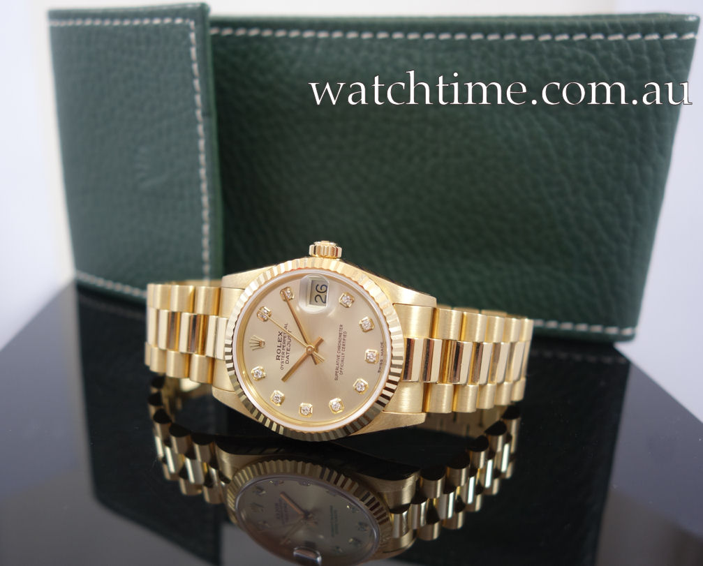 DSC03775 Rolex Datejust Midsize 31mm 18k Yellow-Gold 68278 Diamonds