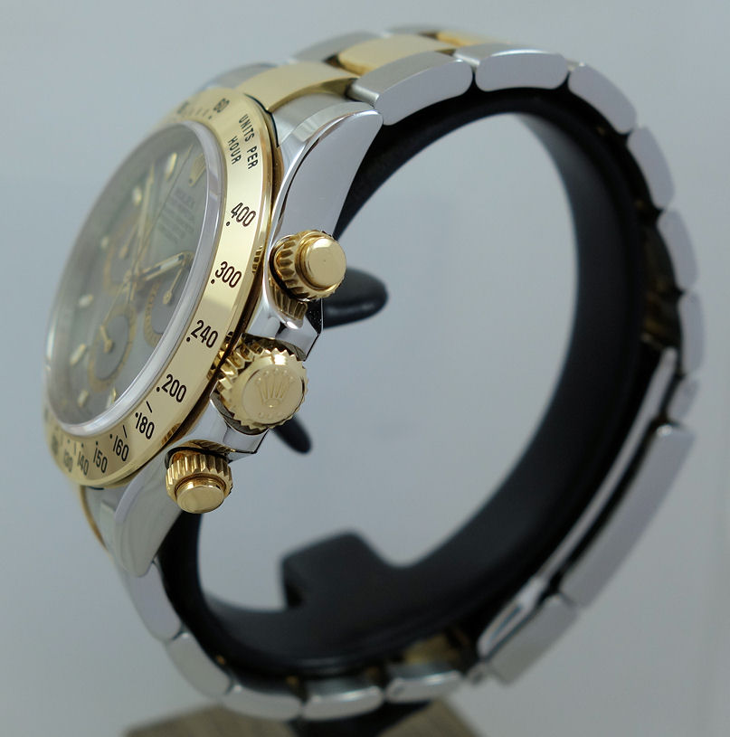 DSC04037 Rolex 18ct & Steel Daytona 116523 *Rare Grey Dial* with box. circa 2009 Mint!