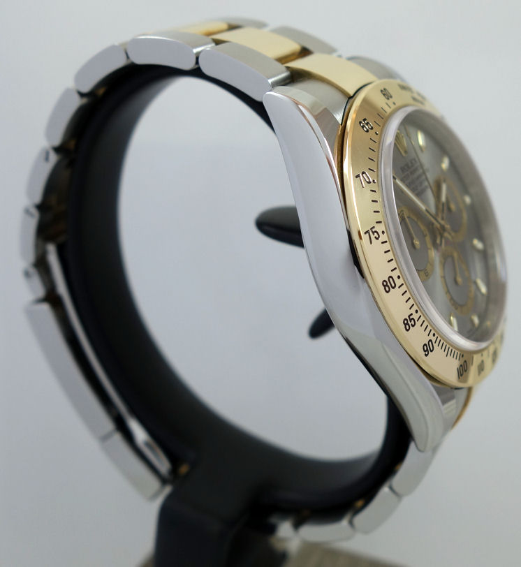 DSC04040 Rolex 18ct & Steel Daytona 116523 *Rare Grey Dial* with box. circa 2009 Mint!