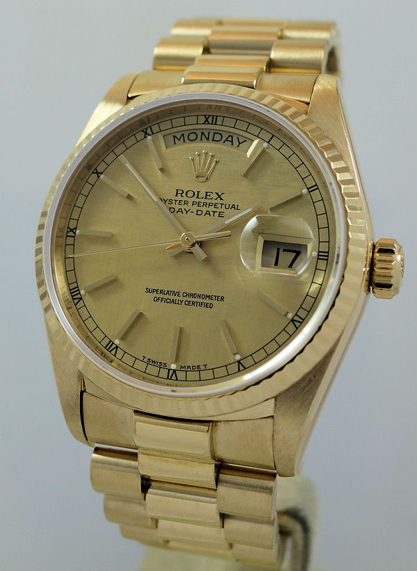 DSC04272 Rolex President Day-Date 18k Yellow-Gold, Linen dial 18038
