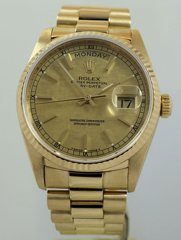 DSC04284 Rolex President Day-Date 18k Yellow-Gold, Linen dial 18038
