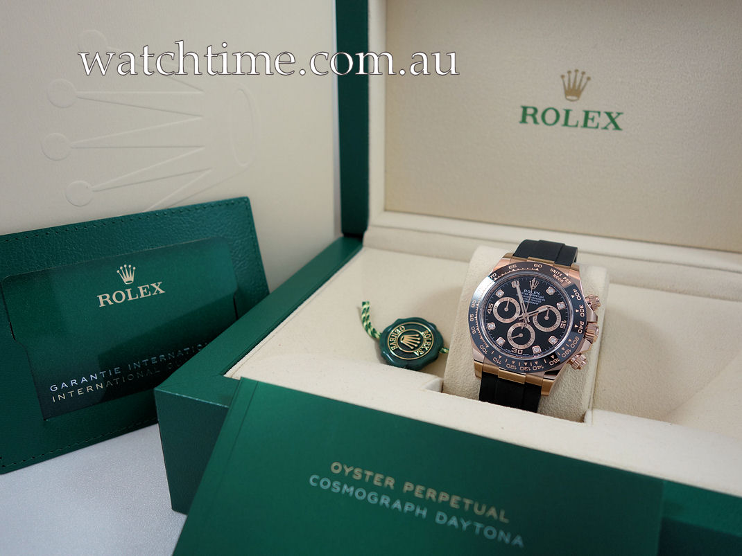 DSC04156 Rolex EVEROSE Daytona 116515LN Black Diamond Dial 2021 Box & Card