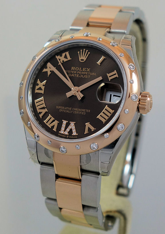 DSC04296 Rolex Datejust 31mm 18K Everose & Steel, Diamond bezel & Chocolate dial 278341RBR Box & Card 2024