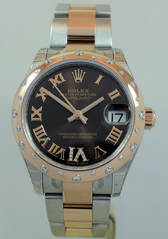 DSC04307 Rolex Datejust 31mm 18K Everose & Steel, Diamond bezel & Chocolate dial 278341RBR Box & Card 2024
