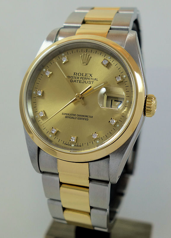 DSC04326 Rolex Datejust 36mm Steel & 18ct Diamond-dial 16203