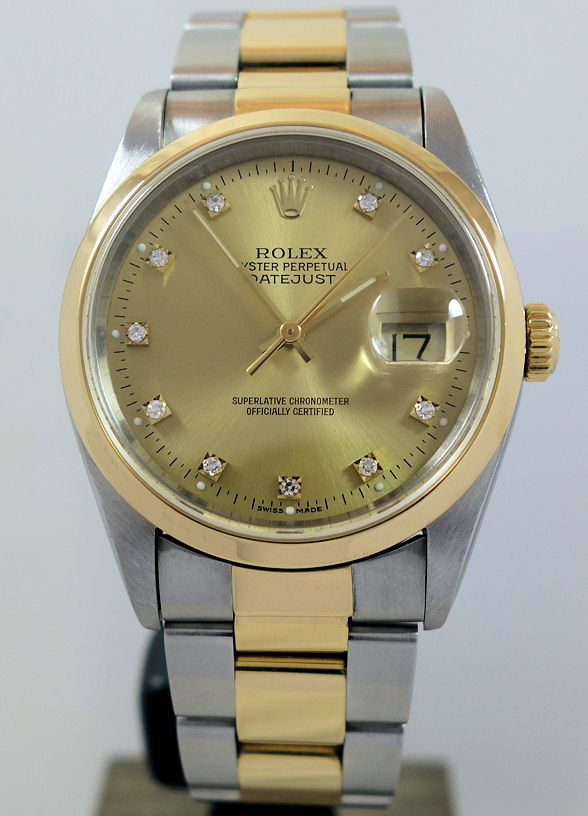 DSC04331 Rolex Datejust 36mm Steel & 18ct Diamond-dial 16203