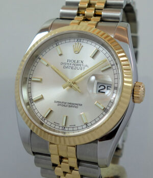 Rolex Datejust 36m 18k & Steel Jubilee bracelet 116233 Silver Dial