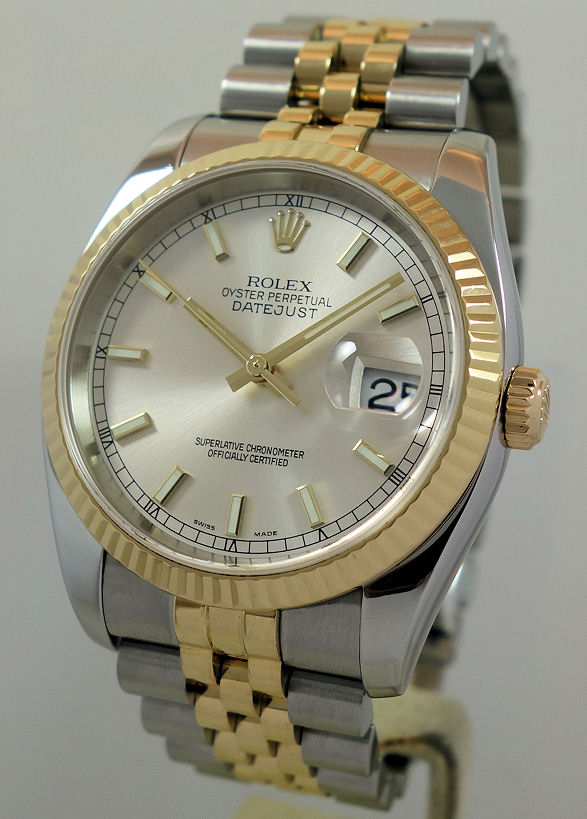 DSC04489 Rolex Datejust 36m 18k & Steel Jubilee bracelet 116233 Silver Dial