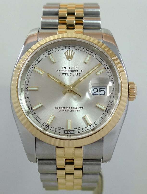 DSC04494 Rolex Datejust 36m 18k & Steel Jubilee bracelet 116233 Silver Dial