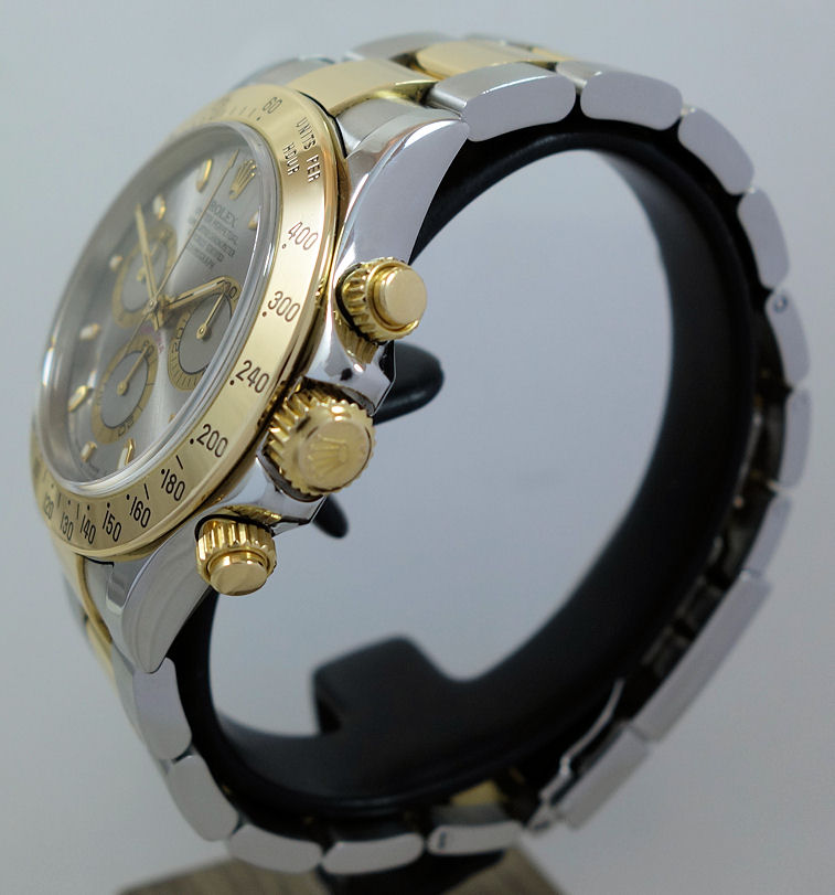 DSC04514 Rolex 18ct & Steel Daytona, Sunbrushed Grey/Gold Dial 116523 Full set!