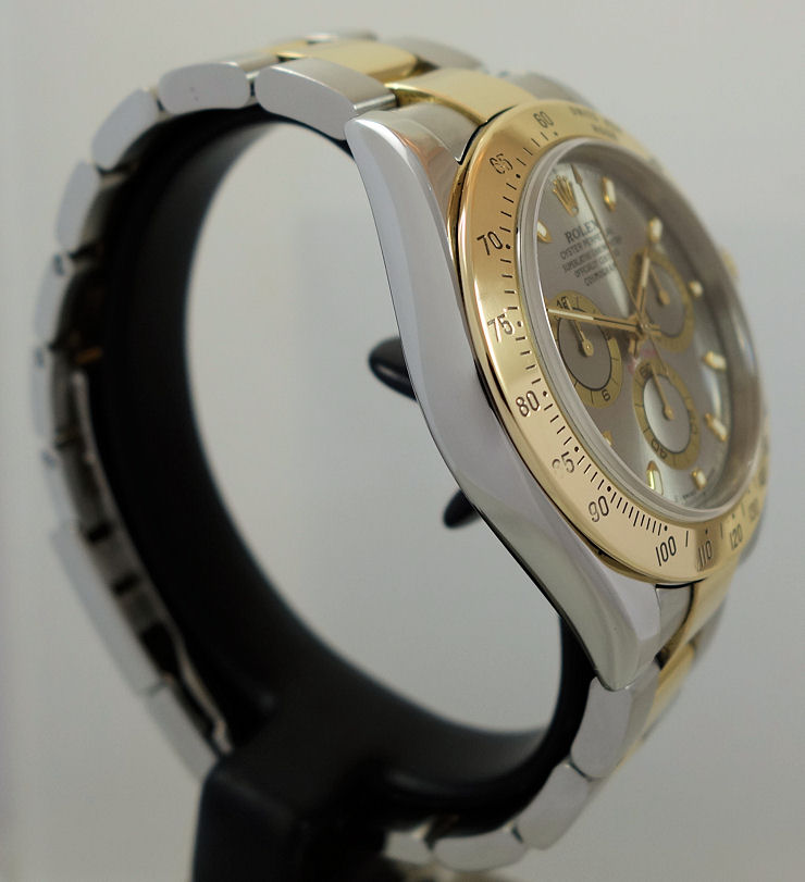 DSC04518 Rolex 18ct & Steel Daytona, Sunbrushed Grey/Gold Dial 116523 Full set!