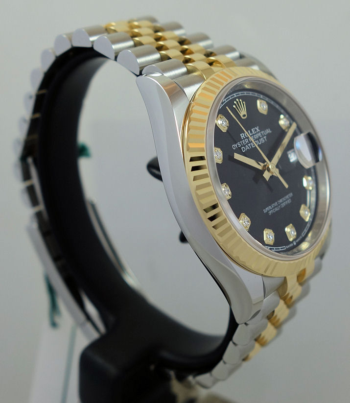 DSC04717 Rolex Datejust 36 Steel & 18k Gold, Black Diamond Dial 126233 Box & Card *UNUSED*