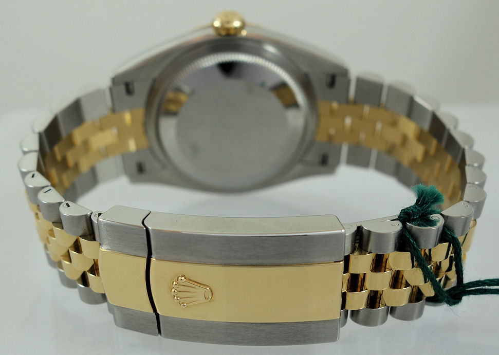 DSC04720 Rolex Datejust 36 Steel & 18k Gold, Black Diamond Dial 126233 Box & Card *UNUSED*