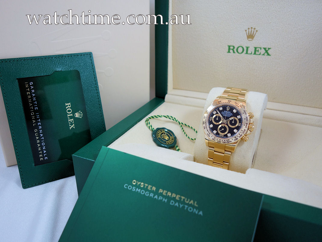 DSC04767 Rolex Daytona 116508 18ct Yellow-Gold with Black DIAMOND-dial