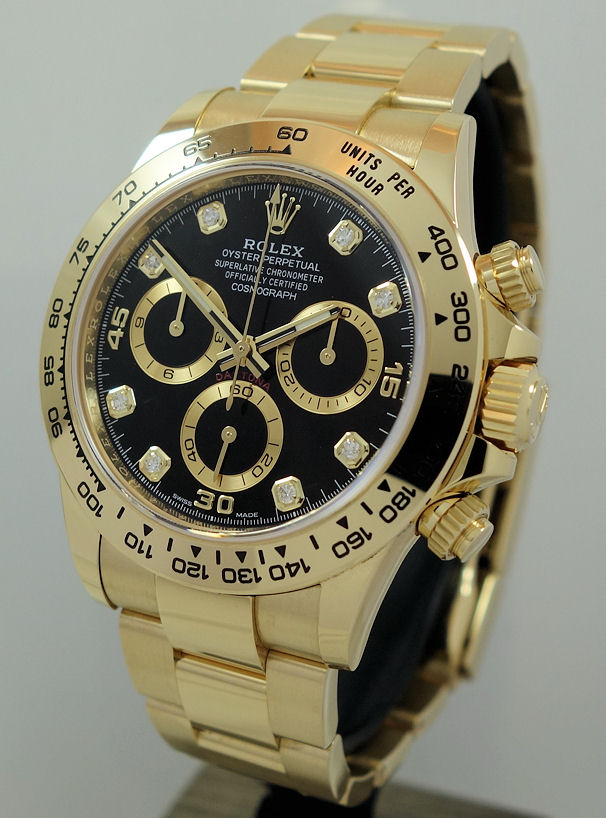 DSC04770 Rolex Daytona 116508 18ct Yellow-Gold with Black DIAMOND-dial