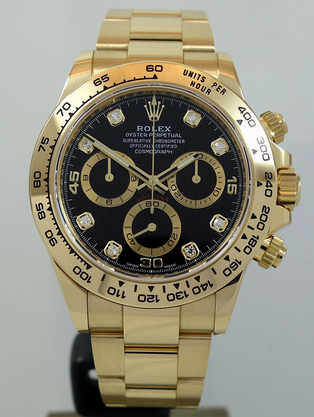 DSC04778 Rolex Daytona 116508 18ct Yellow-Gold with Black DIAMOND-dial