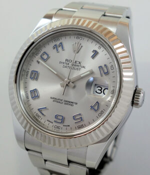 Rolex Datejust II  116334  Rhodium Arabic dial, White-Gold bezel Box & Card