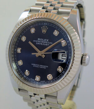 Rolex Datejust 41mm Blue Diamond dial, Fluted bezel, Jubilee bracelet 126334
