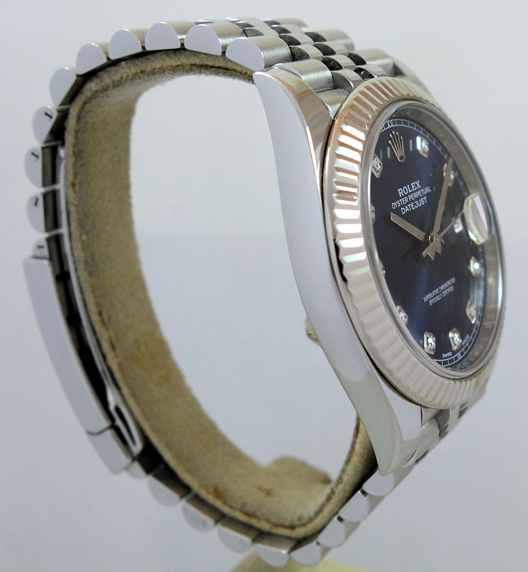 DSC05747 Rolex Datejust 41mm Blue Diamond dial, Fluted bezel, Jubilee bracelet 126334