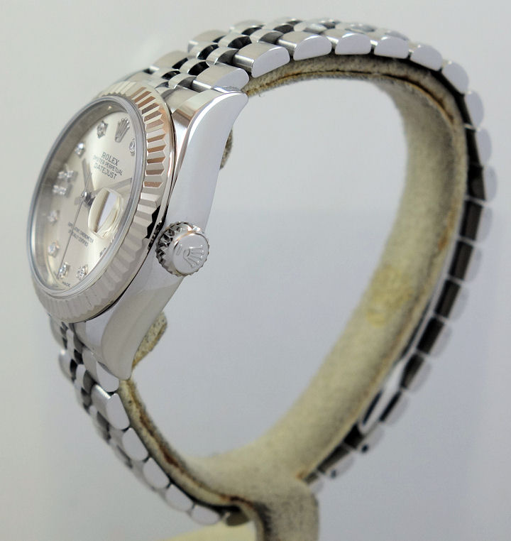 DSC08406 Rolex Lady Datejust 28mm Rolexsor 279174 Silver Rare Factory Diamond-dial