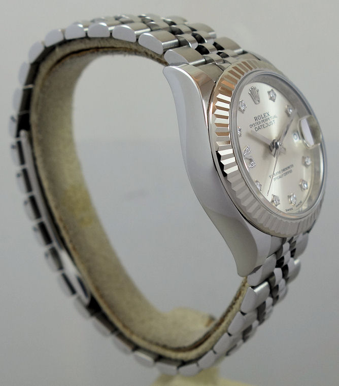 DSC08407 Rolex Lady Datejust 28mm Rolexsor 279174 Silver Rare Factory Diamond-dial