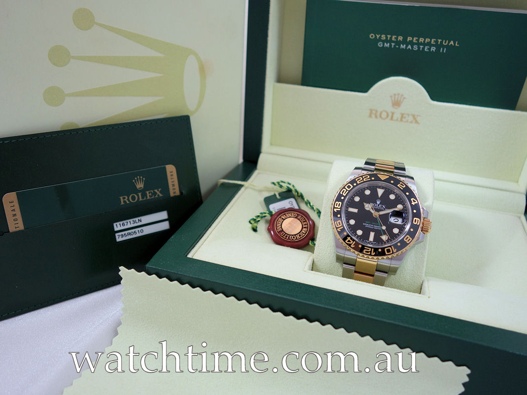 DSC05637 Rolex GMT Master 18k & Steel 116713LN Box & Card 2014