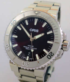 Oris Aquis Date Relief 01 733 7730 4158 Red-dial, Steel 43mm Box & Card