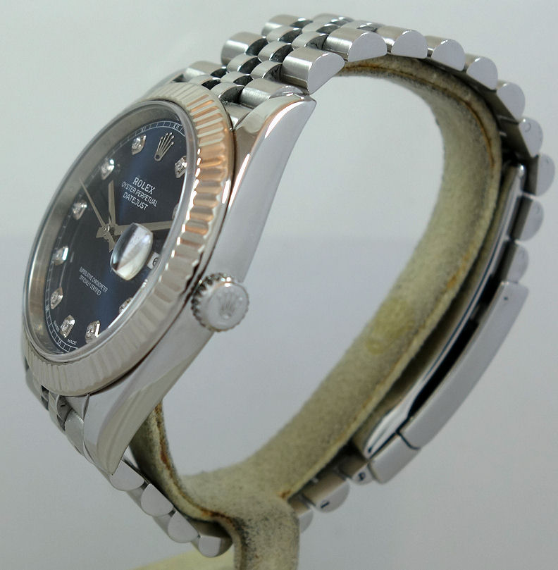 DSC05817 Rolex Datejust 41 Blue Diamond dial, Fluted bezel, Jubilee bracelet 126334 Box & Card