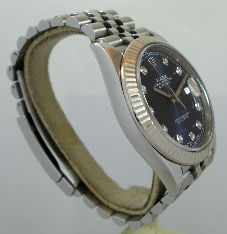 DSC05818 Rolex Datejust 41 Blue Diamond dial, Fluted bezel, Jubilee bracelet 126334 Box & Card