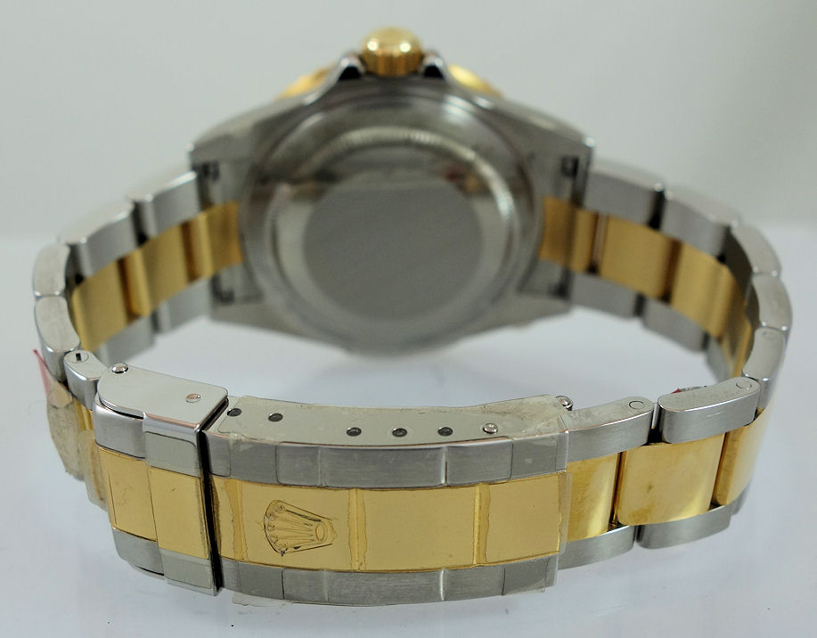 DSC05950 Rolex Submariner Date 18k & Steel, Blue dial 16613 Box & Card *Full Factory Stickers*