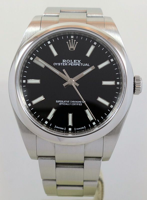 DSC06391 Rolex 39mm Oyster Perpetual Black-dial 114300 Box & Card