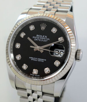 Rolex Datejust 36 Steel, Black Diamond-dial 116234 Box & Card