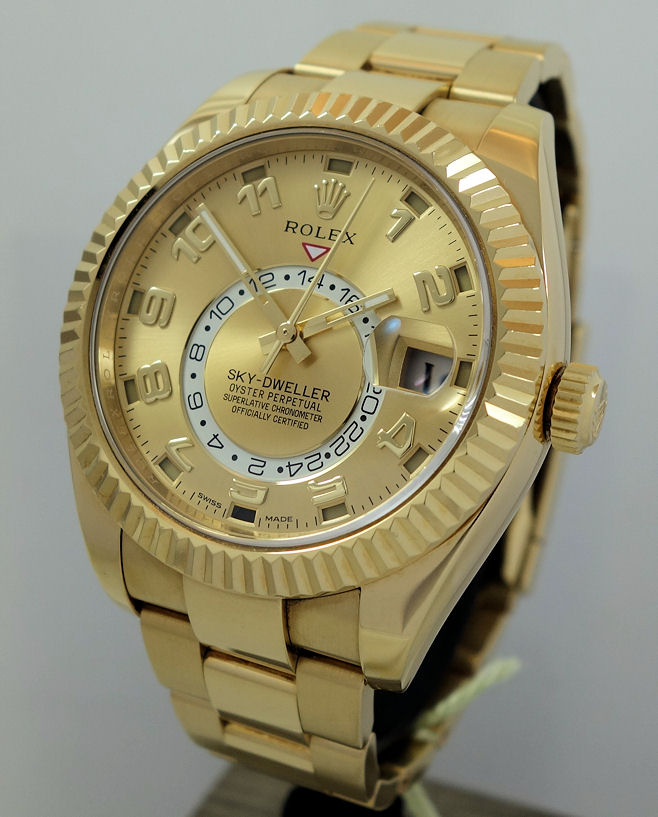 DSC06880 Rolex Sky-Dweller 18k Yellow-Gold 326938 Gold Arabic-dial Full Set!!