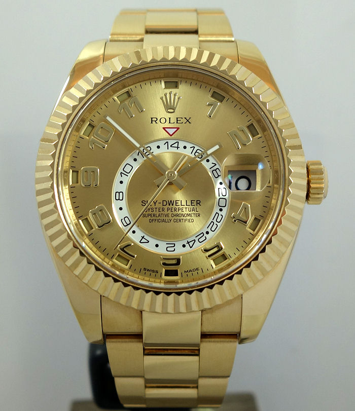 DSC06884 Rolex Sky-Dweller 18k Yellow-Gold 326938 Gold Arabic-dial Full Set!!