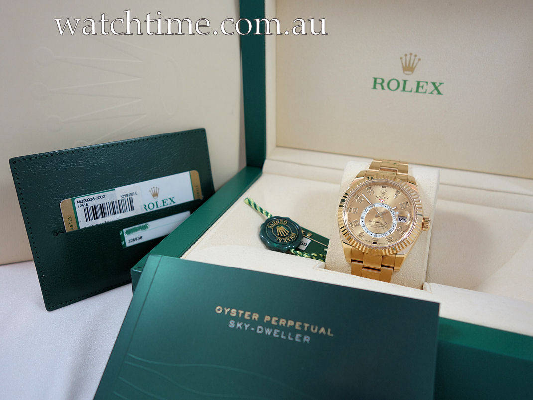 DSC06893 Rolex Sky-Dweller 18k Yellow-Gold 326938 Gold Arabic-dial Full Set!!