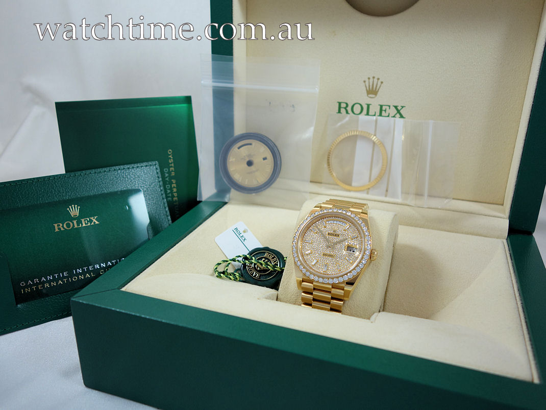 DSC06941 ROLEX Day-Date 40 President 228238 Box & Card November 2021 AM Diamond Dial and Bezel